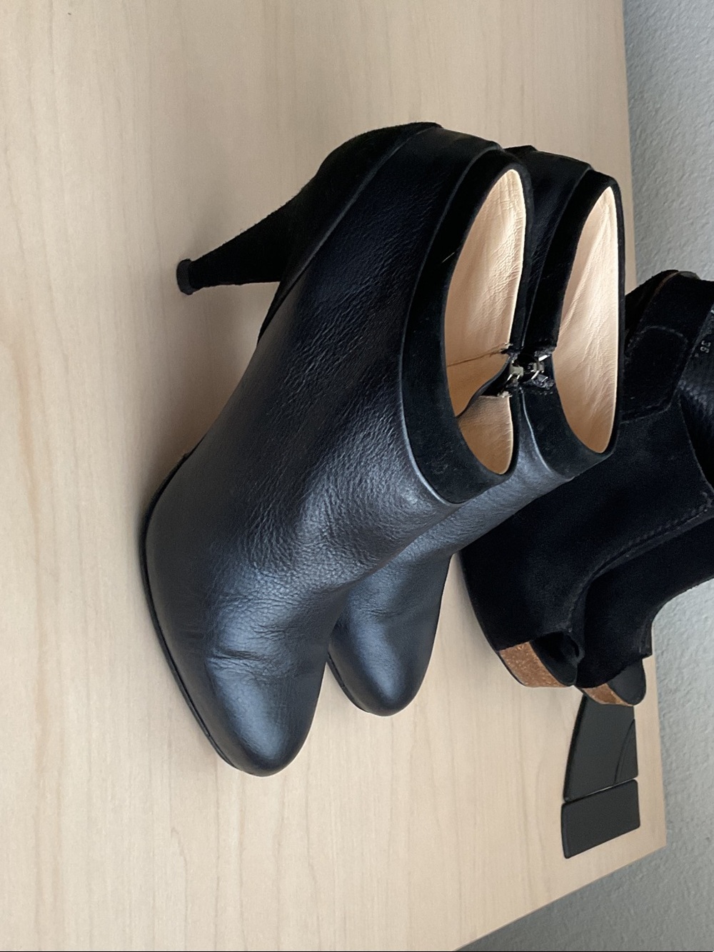 Black Women's Leather Ankle Boots - Classic High Heel - Picture 3 of 11